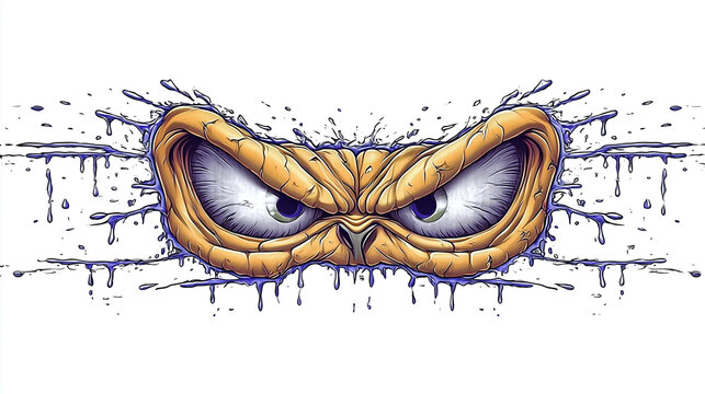 angry monster eyes graffiti sticker wall decal