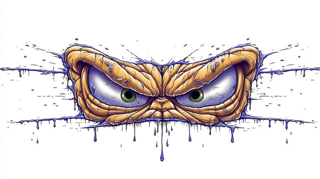 angry monster eyes graffiti sticker wall decal