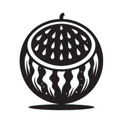 Black Watermelon Silhouette Vector, High Quality Illustration on White Background