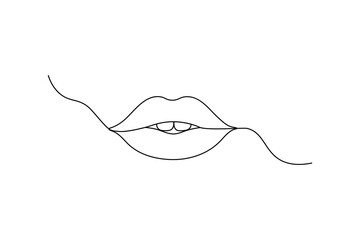One line continuous art of lips One line vector illustration design
