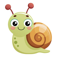 Adorable blushing baby snail with tiny shell illustration