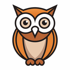 simple line owl vector logo design template