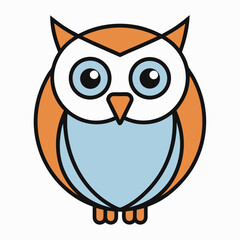 simple line owl vector logo design template