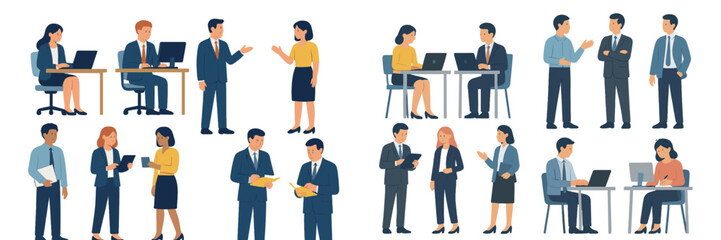 Obraz premium Business professionals engaging in various workplace activities during a corporate meeting