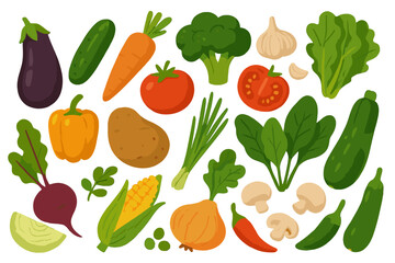 Colorful collection of fresh vegetables arranged beautifully on a white background for healthy cooking ideas