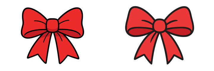 Red bows with distinct shapes for festive decorations and craft projects in various styles
