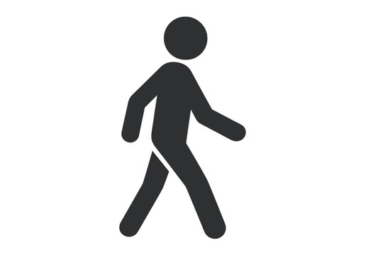 Walking figure in a simplistic design representing movement and activity in a universal context