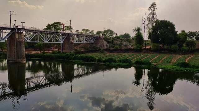 railway bridge over the river | mandakini river rail bridge | mandakini river chitrakut