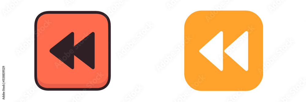 Poster two rewind icons in contrasting colors representing navigation or playback control in digital media