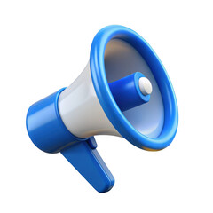 3d megaphone with lightning bolts isolated on transparent background