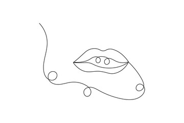 One line continuous art of lips One line vector illustration design
