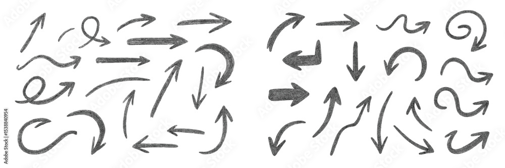 Poster various sketch-style arrows demonstrating direction and movement in a simple, artistic layout suitab