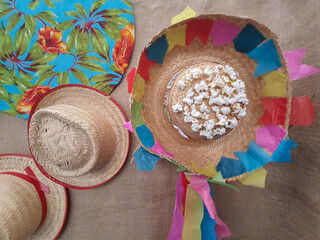 Straw hat decorated for Brazilian June festival.