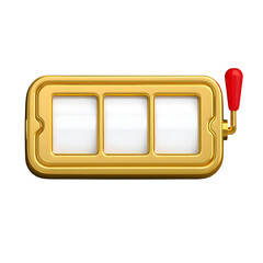 Gold slot machine with blank reels isolated on transparent background