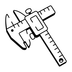 A sketchy style icon of a measuring caliper 
