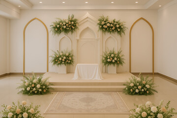 A wedding altar design typically used as the standing place for the bride and groom