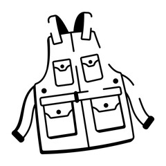 A hand drawn style icon of a work apron
