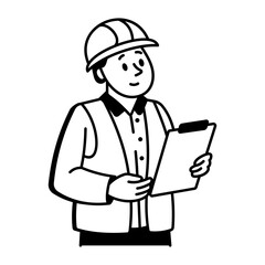 A doodle style icon of safety inspector
