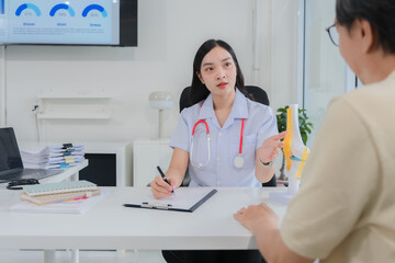 Doctor Explaining Diagnosis to Patient in Clinic
