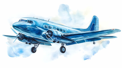 Watercolor painting of a blue air  6F330