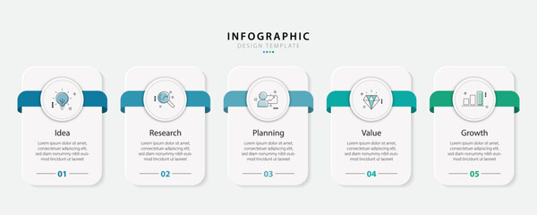 Timeline infographic template. 5 Step timeline journey, calendar Flat simple infographics design template. presentation graph. Business concept with 5 options, vector illustration.