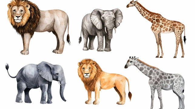 Watercolor safari animals PNG lio  48A2F