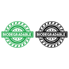 100% Biodegradable Material Green and Black Logo Icon