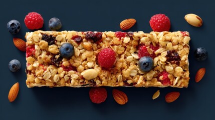 Delicious Granola Bar with Raspberries Blueberries Almonds A Healthy Snack Option