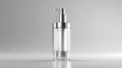 Elegant Clear Glass Pump Bottle Cosmetic Packaging Mockup for Skincare or Lotion Product Presentation