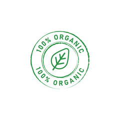 100% Organic Green Vector Icon