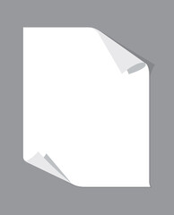 Blank curled paper on gray background, clean template for design, mockup, or presentation projects with copy space.