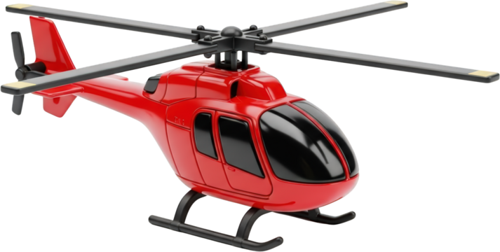 Red helicopter isolated 3D model black rotor blades shiny finish Aircraft - Powered by Adobe