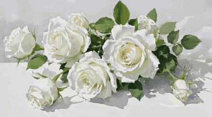 Liquid Bloom white roses isolated watercolor vector illustration svg