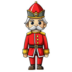 Cartoon nutcracker soldier isolated on transparent background
