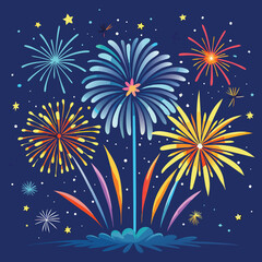 Naklejka premium Vibrant Fireworks Display A Night Sky Spectacle of Color and Light