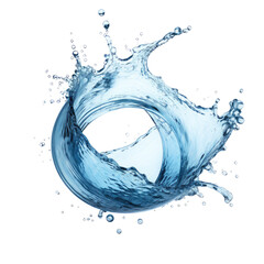 Splash of Clear Blue Water in Motion Isolated on White Background