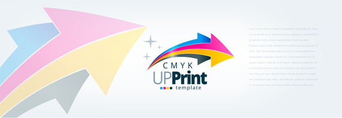 CMYK Arrows color.Printing theme logo. Template design vector. White background