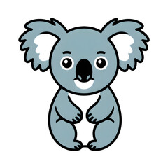 Fototapeta premium Koala doodle with large ears and simple nose, transparent background.