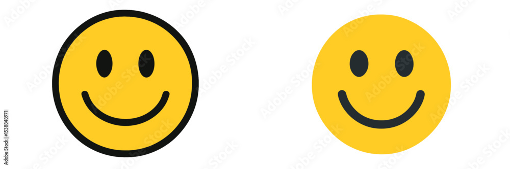Poster two smiling emoticons showcasing different styles of happiness and positivity with bright colors