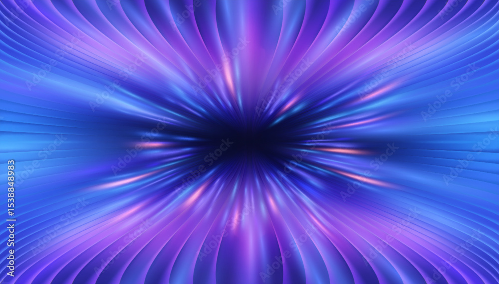 Poster technologic tunnel background with neon speed and abstract digital game lighting. deep blue 3d space