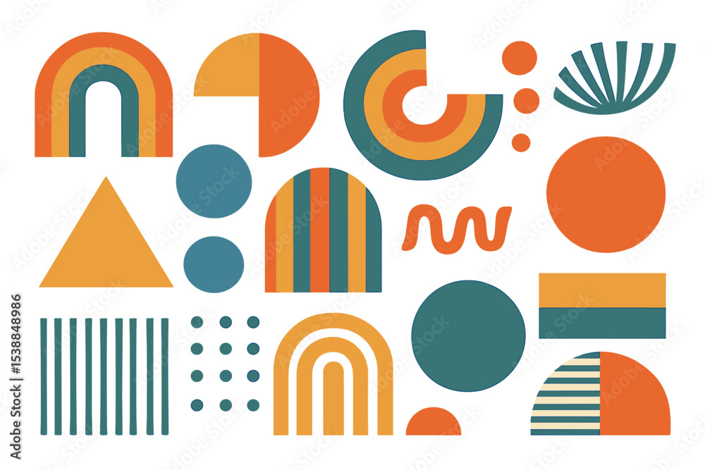 Poster colorful geometric shapes in a modern design on a white background for creative inspiration and arti