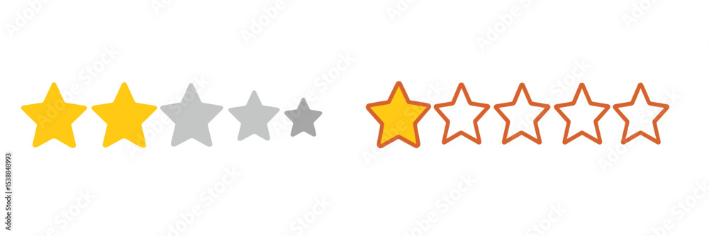 Poster Rating system displays varying levels of satisfaction using color-coded stars on a plain background