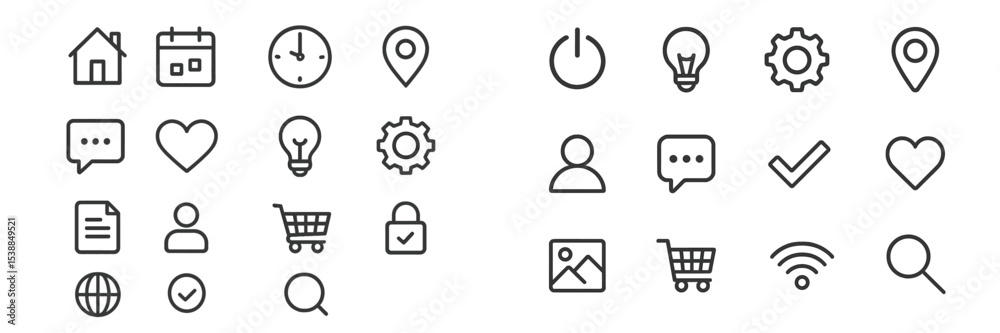 Aufkleber Set of simple and clear icons representing various modern activities and concepts for digital interface design and user experience