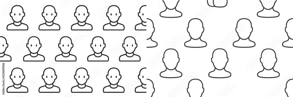 Poster Simple line art design of multiple human silhouettes arranged in a repeated pattern for artistic purposes