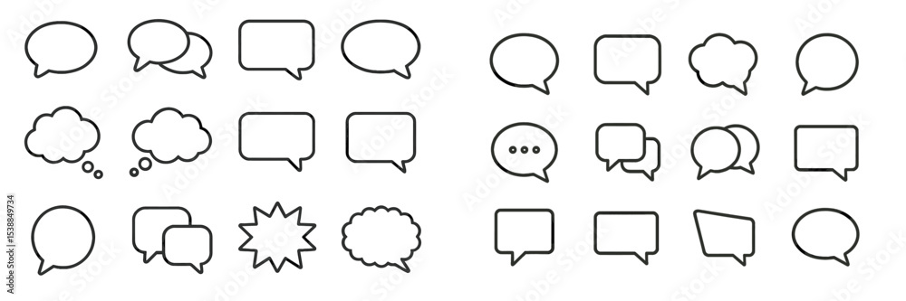 Poster diverse set of speech and thought bubble outlines for use in creative projects and illustrations
