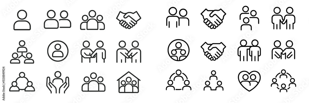 Poster various collaborative and community support icons representing teamwork, partnership, and connection