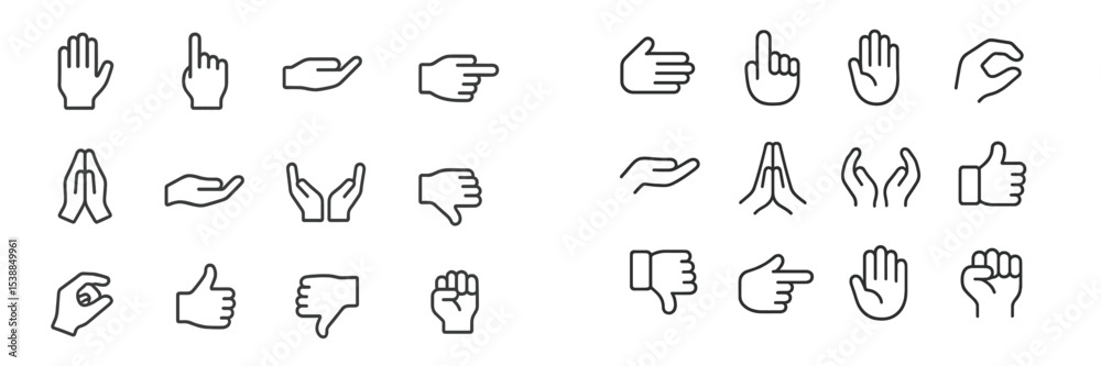 Poster Variety of hand gestures and symbols displayed in a minimalistic digital design for communication purposes