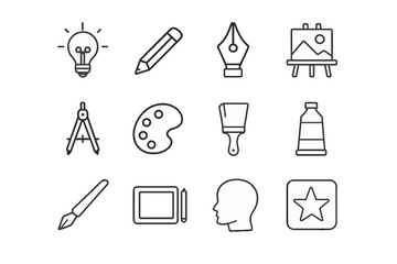 Artistic tools and symbols showcased in a creative arrangement for inspiration and design