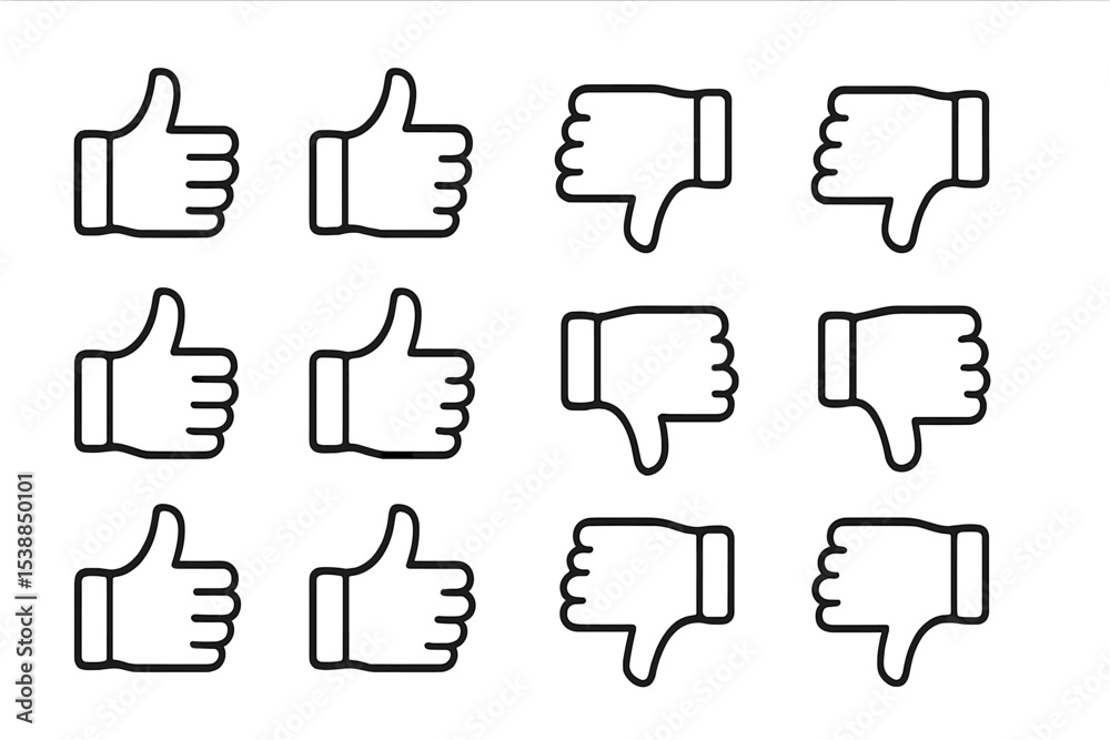 Poster Thumbs up and thumbs down icons arranged in a grid for feedback representation
