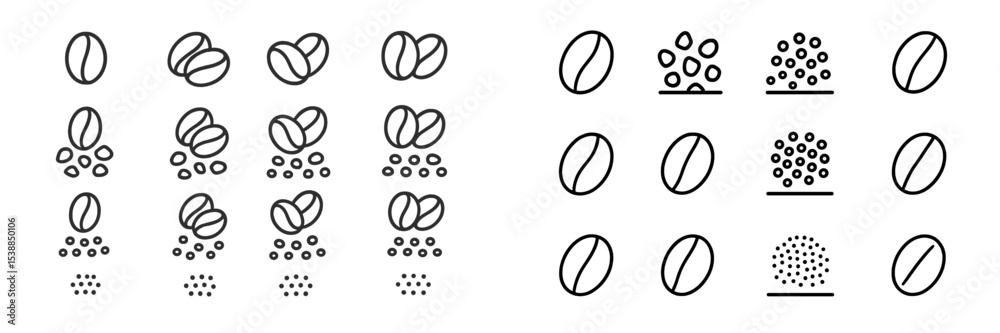 Aufkleber Unique patterns depicting coffee beans and grounds in a minimalist design on a white background for artistic exploration